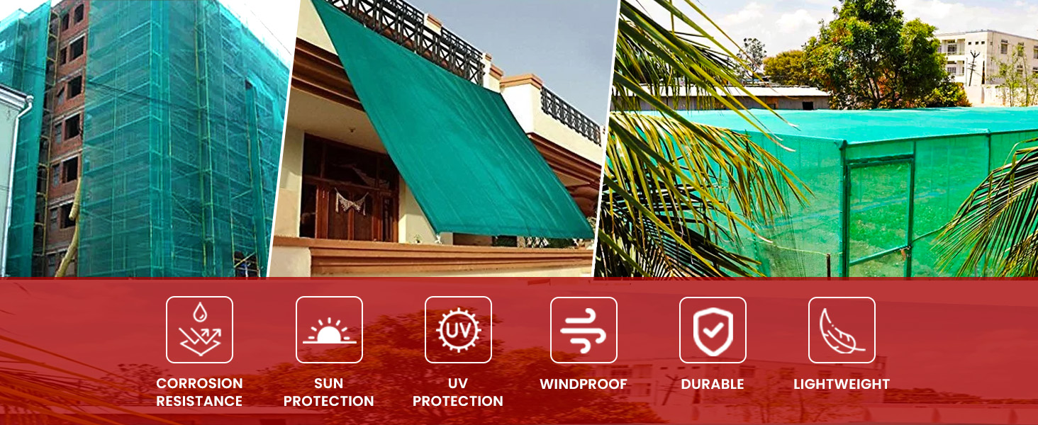 Mr. Right Green Net for Balcony, (10x164 Ft) Garden Net 75 Green Shade