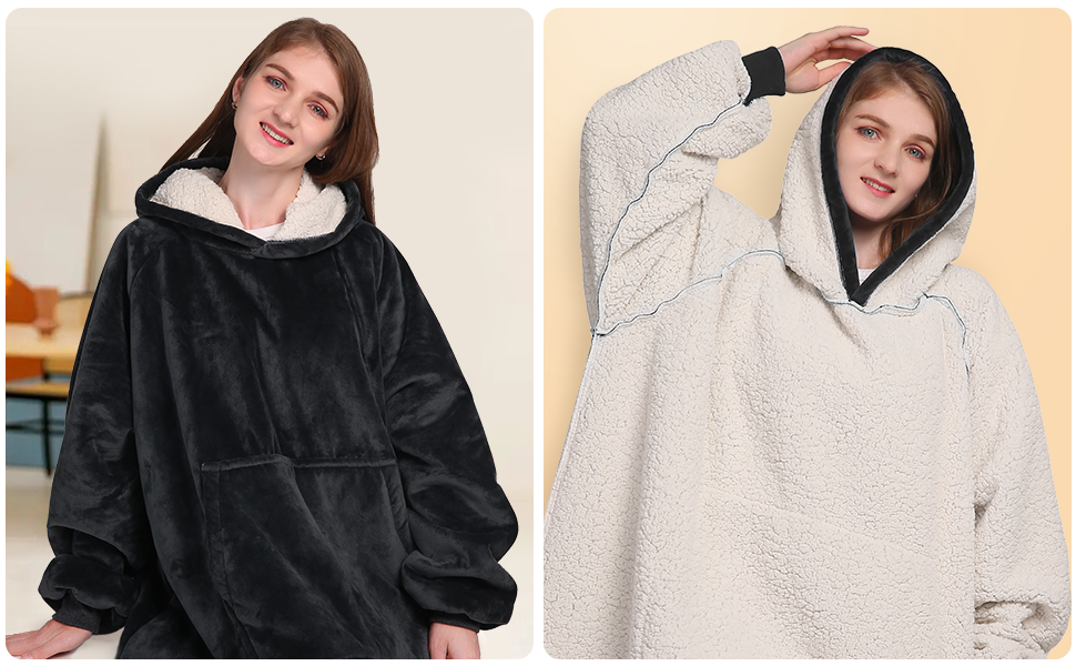 Waitu Wearable Blanket Sweatshirt for Women and Men, Sherpa