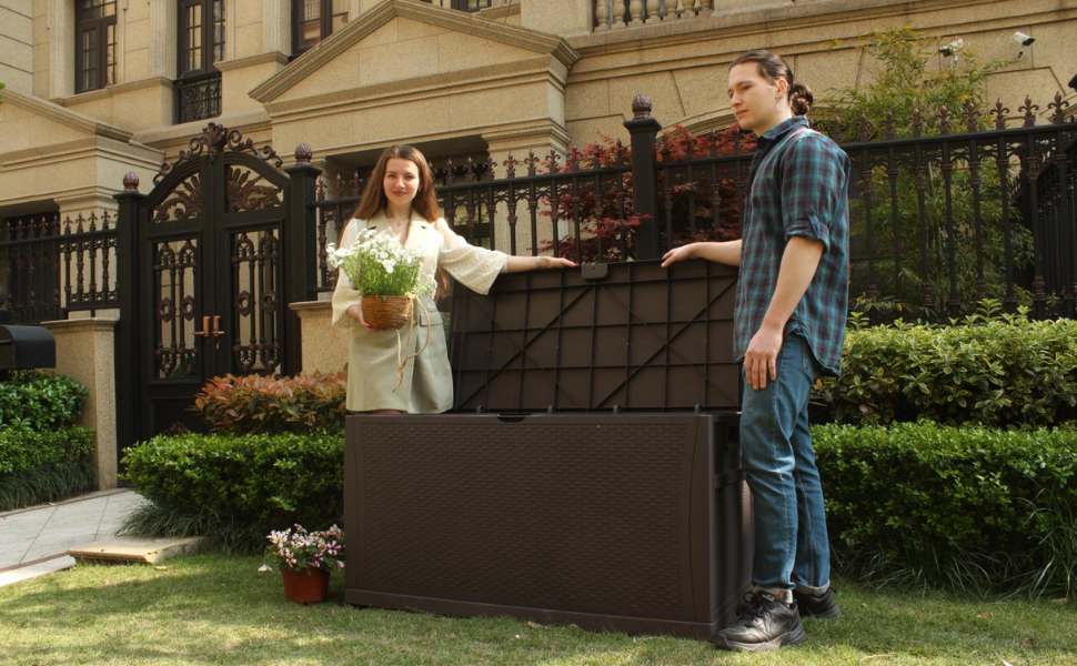 EHHLY 121 Gallon Outdoor Storage Box Large, Lockable