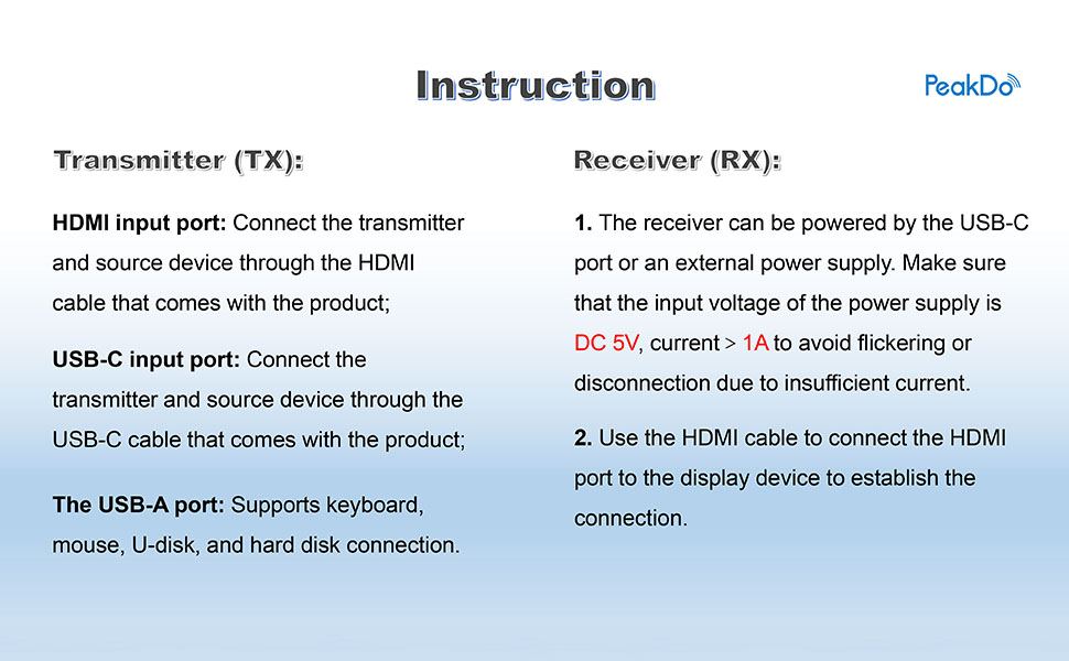 PeakDo 4K Wireless HDMI Transmitter and Receiver 100 Ft, 0