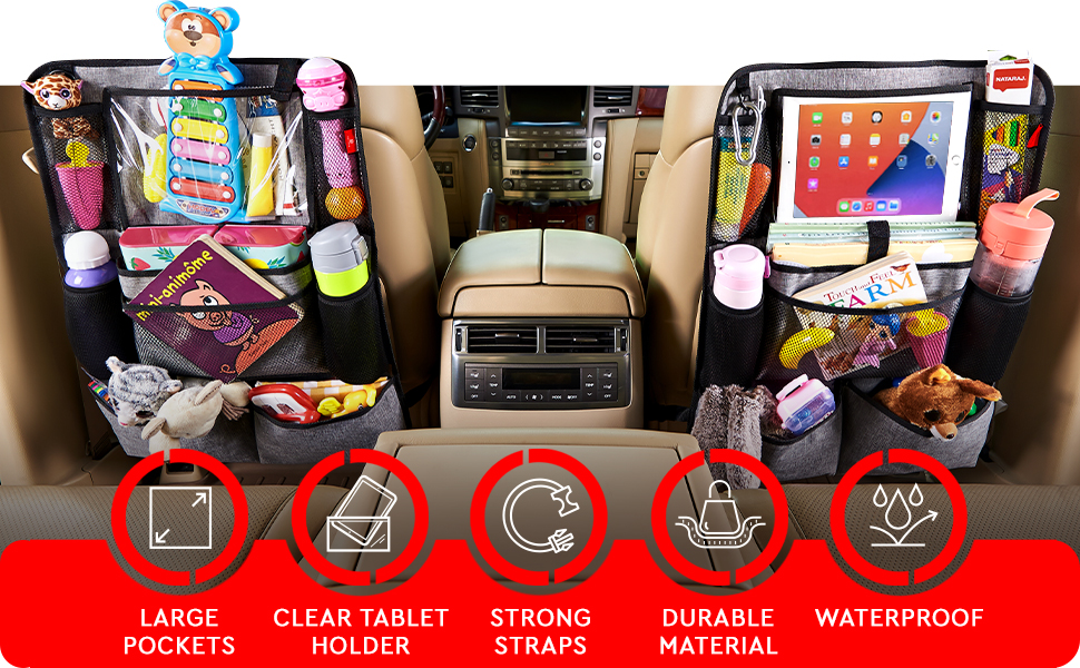 Helteko Backseat Car Organizer, Kick Mats Back Seat Protector with