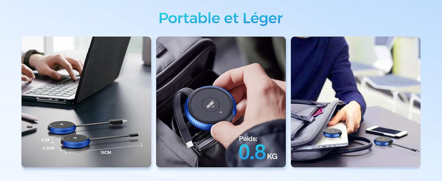 Image à trois panneaux montrant l'utilisation des appareils électroniques portables : connexion à un ordinateur portable, manipulation circulaire des appareils et démonstration de chargement