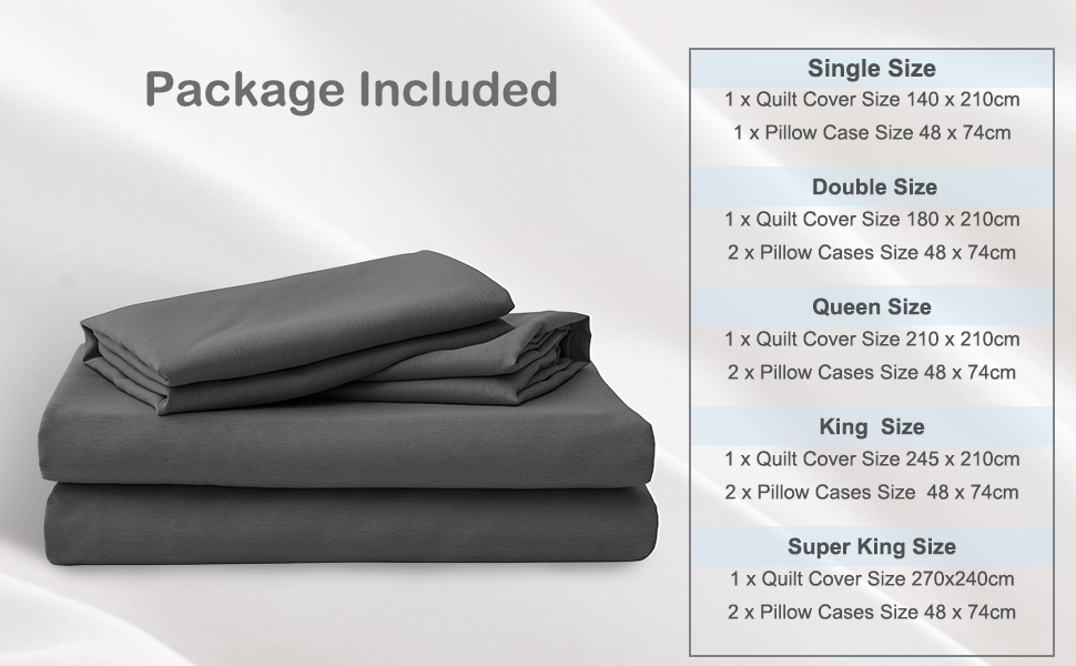 LINENOVA 2000TC Bamboo Cooling Quilt Cover Set Queen Size Ultra Soft