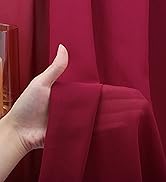 ShinyBeauty Burgundy Sheer Fabric 5 Yards Chiffon Fabric for Wedding Ceremony Reception 15 Feet M...