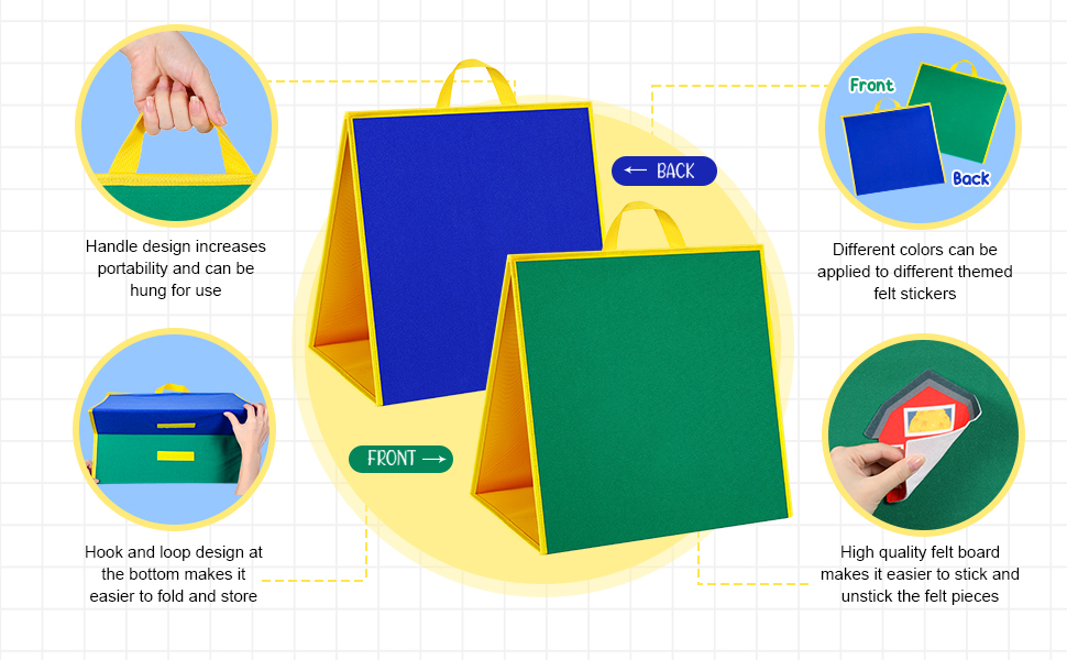 2 Pack Foldable Felt Flannel Board Felt Board for Toddlers