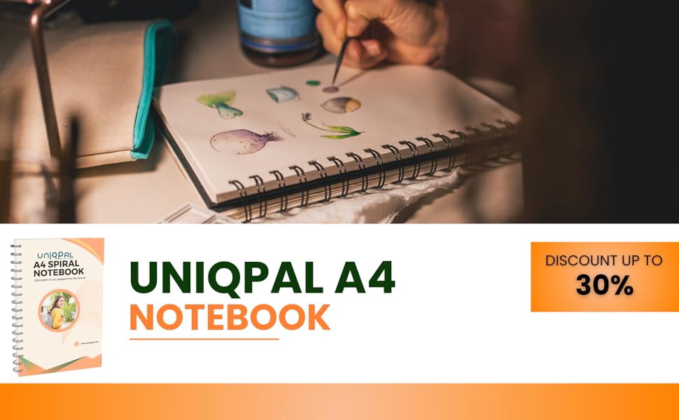 UNIQPAL Spiral notebook Unruled/Plain 800 pagesA4 Size (210 * 297MM) 800 Pages (200 pages x 4
