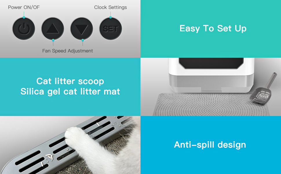 Smart Odor Removal Cat Litter Box, Large Litter Box with