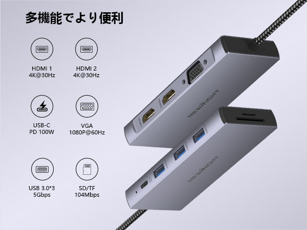【新品未使用】拡張ドック　4K HDMI Amazon | 【2つHDMI＋DP＋VGA 最大4画面拡張】USB C ハブ