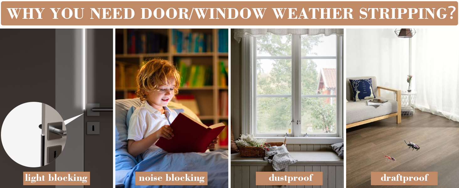 3Pack x16.4Ft Wedge Weather Stripping Seal Strip for Windows/Doors Self