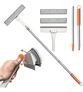 JEHONN Telescopic Window Squeegee Cleaning Equipment Kit 48 Inches 2 in 1 Extendable Window Clean...