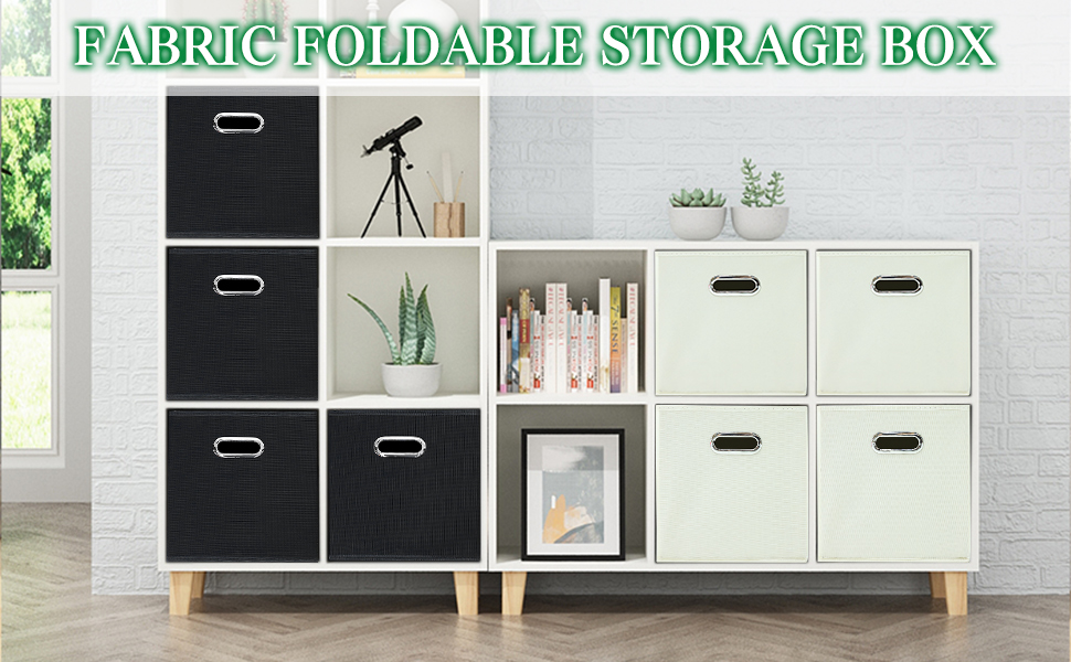 Yunkeeper Fabric Cubby Storage Bins，13x13x13 Inches ，Cube