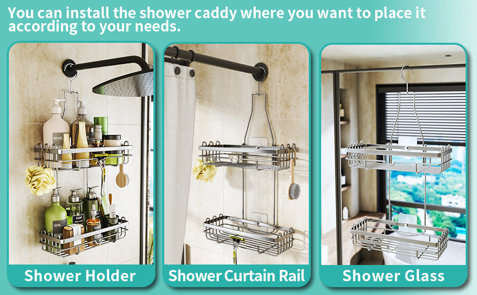 HapiRm Shower Caddy Hanging, 2Tier RustResistant Stainless Steel