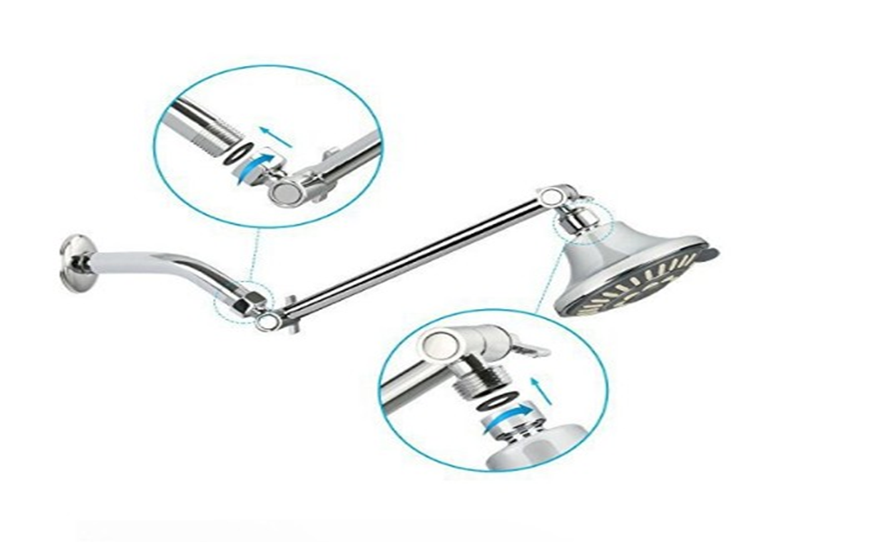 Adjustable Shower Head Extension Arm 10 Inch Brass Shower Arm Extender