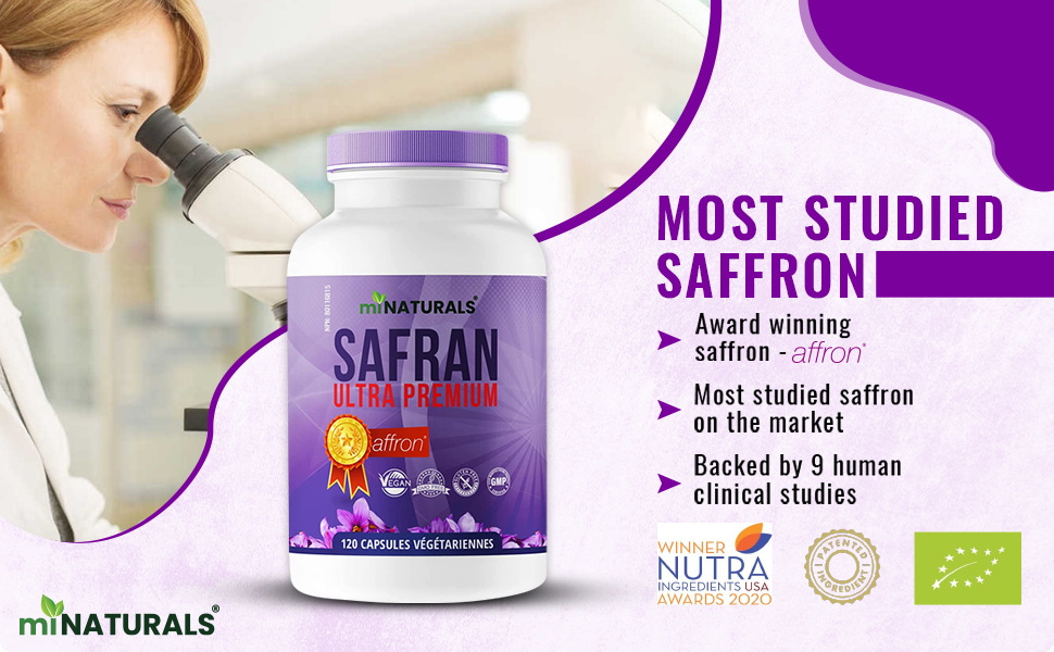 Saffron Supplements 120 Capsules/Pills by miNATURALS 100 Pure