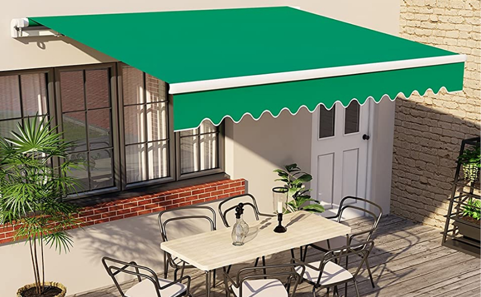 iropro DIY Patio Retractable Manual Awning, Gazebo Outdoor Canopy