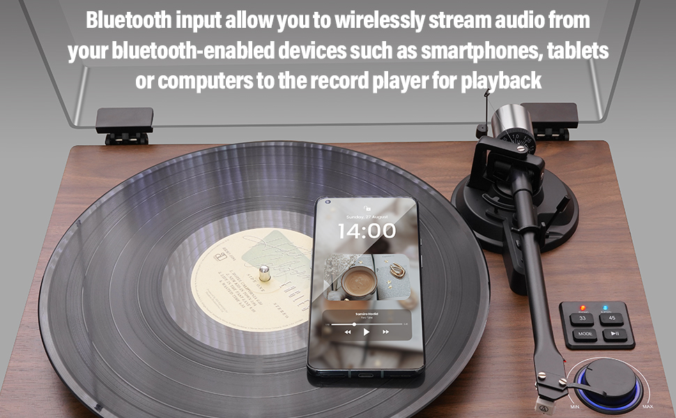 FEKTIK Record Player for Vinyl with Speakers,Bluetooth