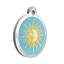 design round sun/blue pet id tag