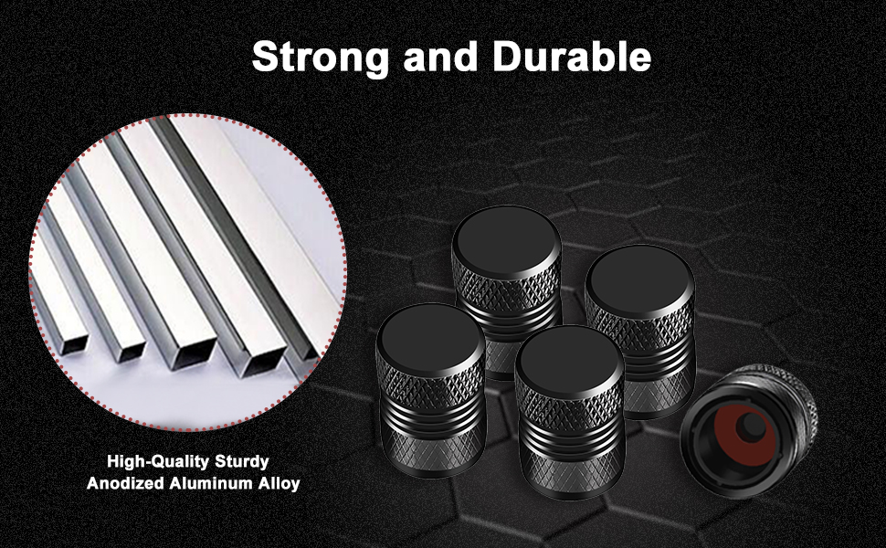 GODESON Tire Valve Caps Black,Tire caps with Plastic Liner