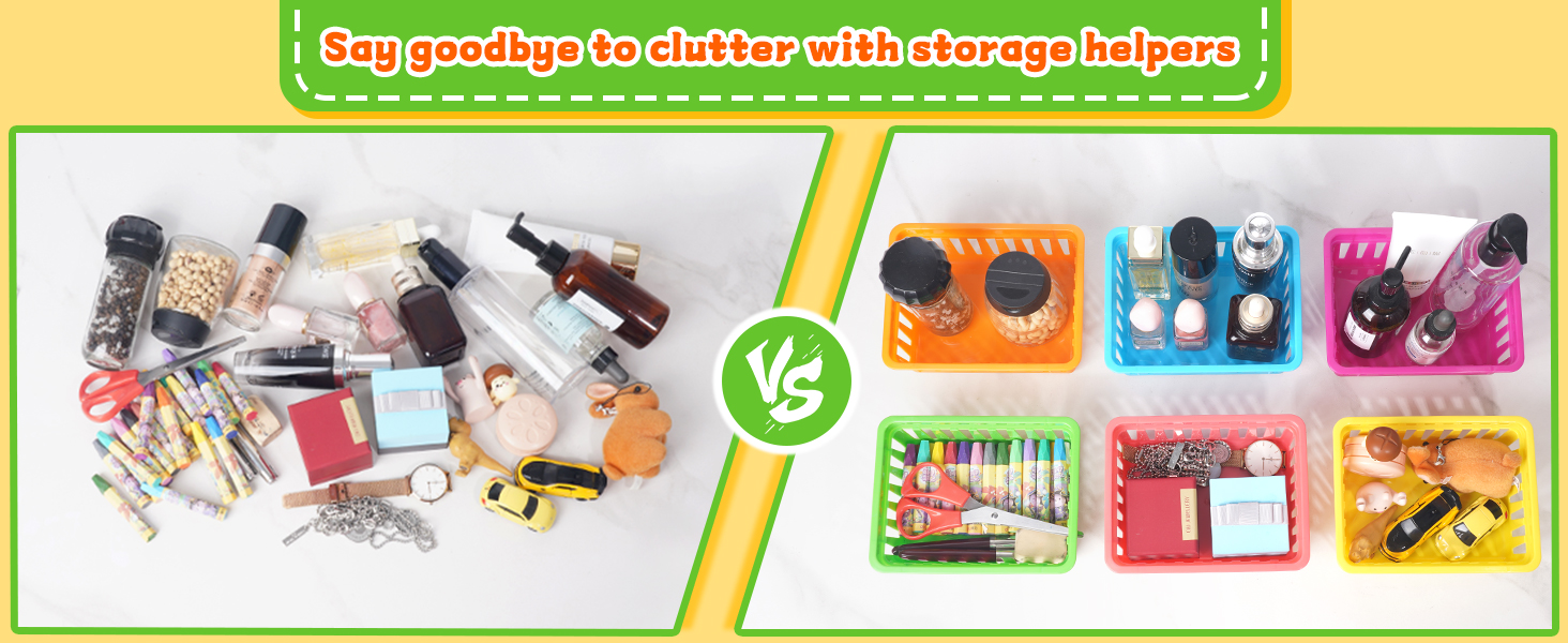 24 PCS Pencil Holders, Pencil Baskets, Small Plastic Baskets for Organizing, Colorful Storage Trays