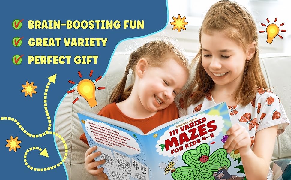 mazes for kids ages 4-8, benedikt beron, activity book, screen-free fun, brain-boosting