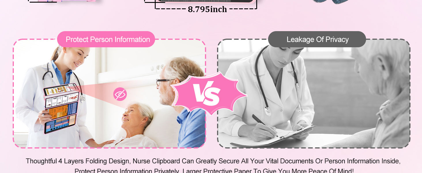 Nursing Clipboard Foldable-4 Layers Aluminum Folding Nurse Clipboard