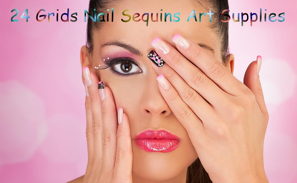 Nail Sequins,2 Box/24 Grids HeartShaped,Stars, Moon Holographic