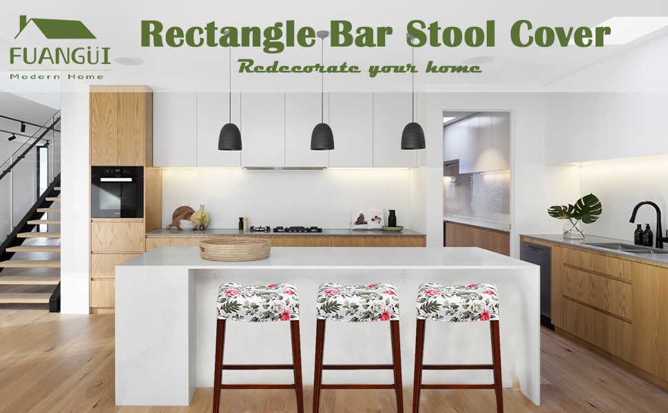 FUANGUI Rectangle Bar Stool Covers Set of 2 Nonslip Counter