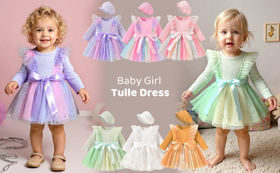 Aalizzwell Infant Newborn Girls Long Sleeve Bodysuit Dress