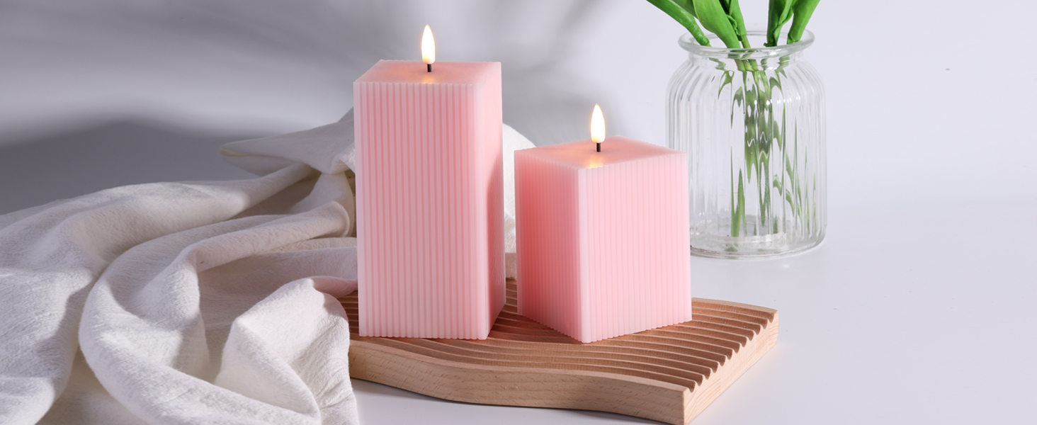 Pink Square LED Candles