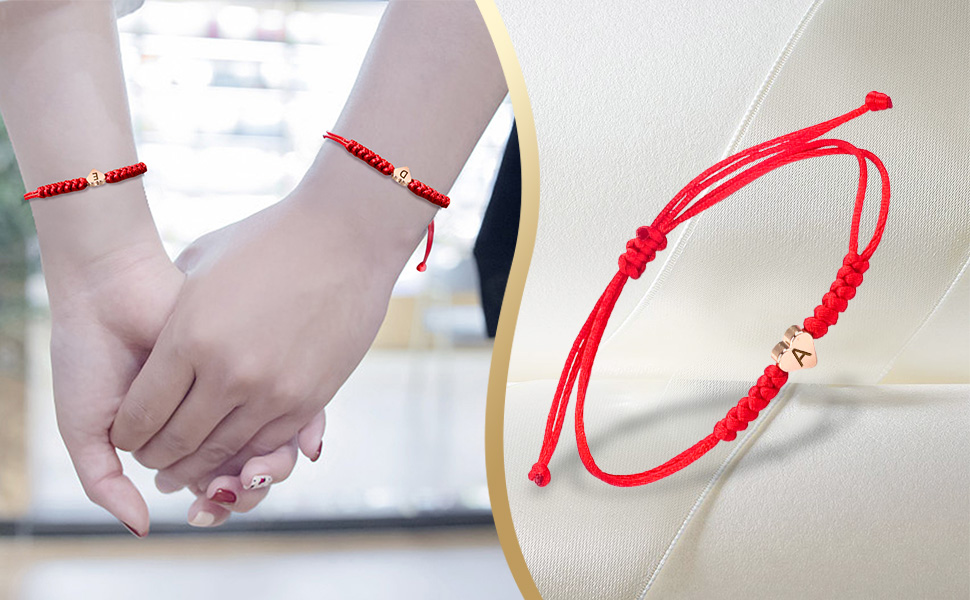 a initial heart string bracelets