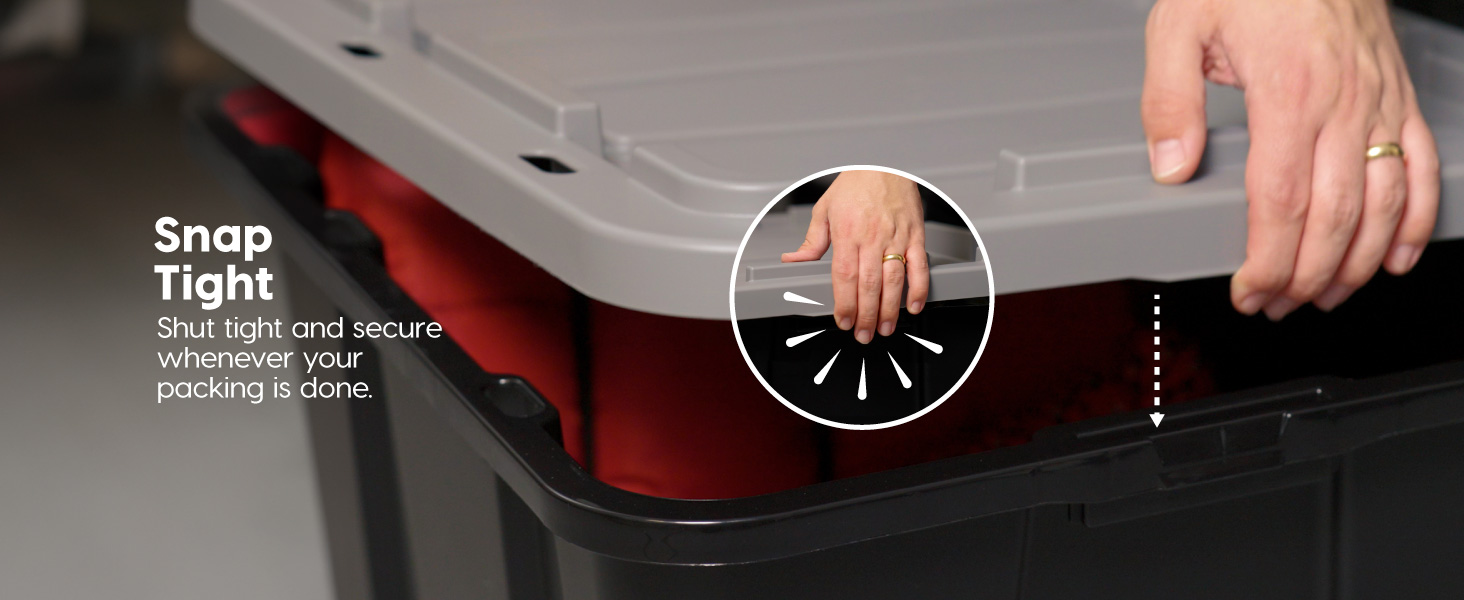 Secure snap tight lid, keep contents free from dust and debris