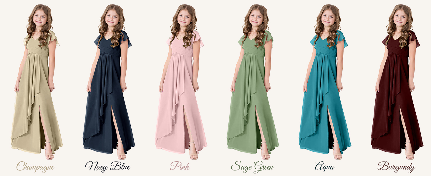 HAIGORO Chiffon Flower Girls Dress A Line Bridesmaid