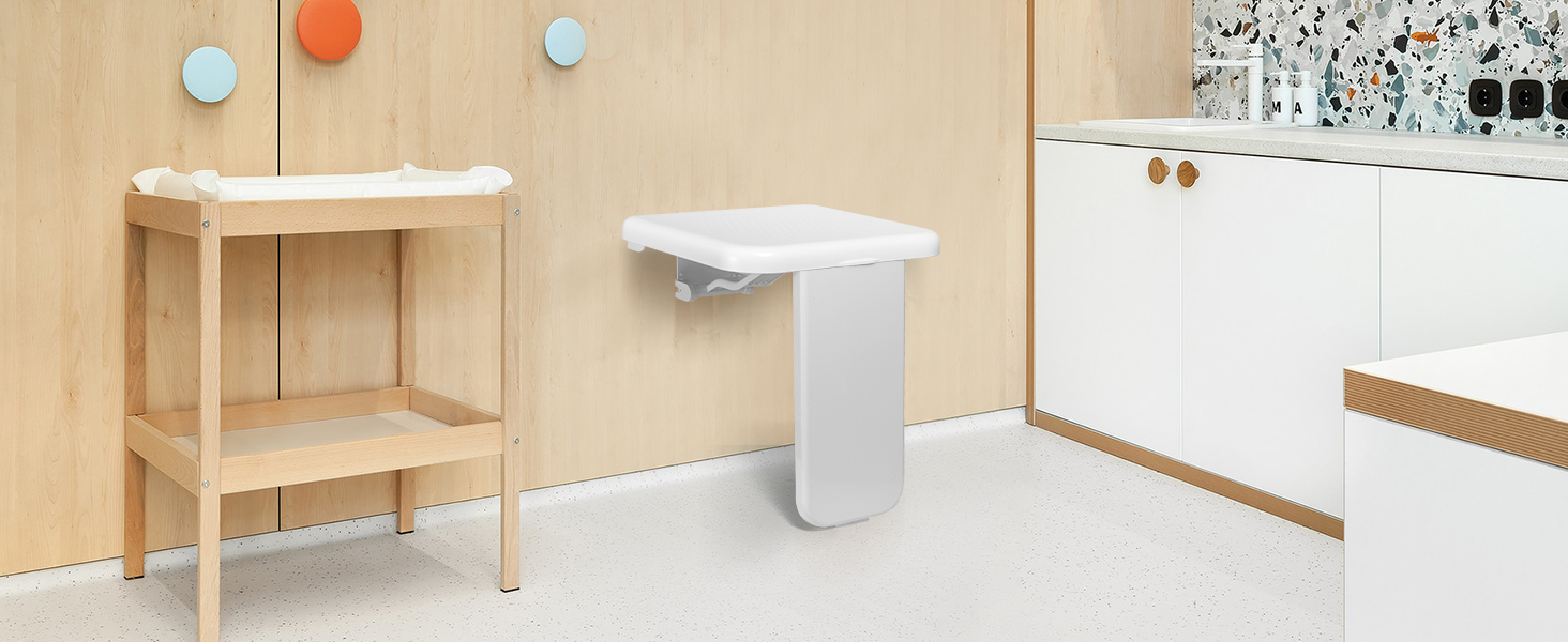 DynaLiving Folding Shower Seat Wall Mounted 485 lbs Load