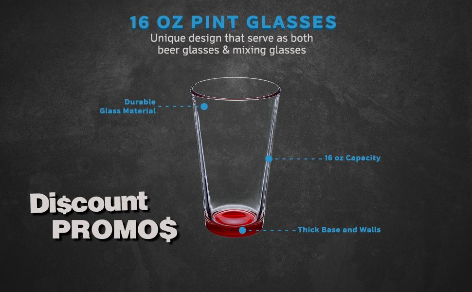 Custom Beer Glasses 16 oz. Set of 100, Personalized Bulk