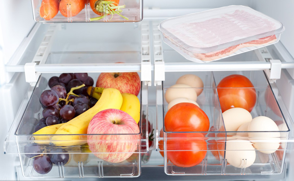 Valuetalk 4 Pieces Bacon Keeper, Plastic Bacon Refrigerator Keeper Storage Container