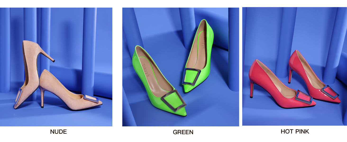 Trkyyk Trapezoid Metal Buckle Pumps