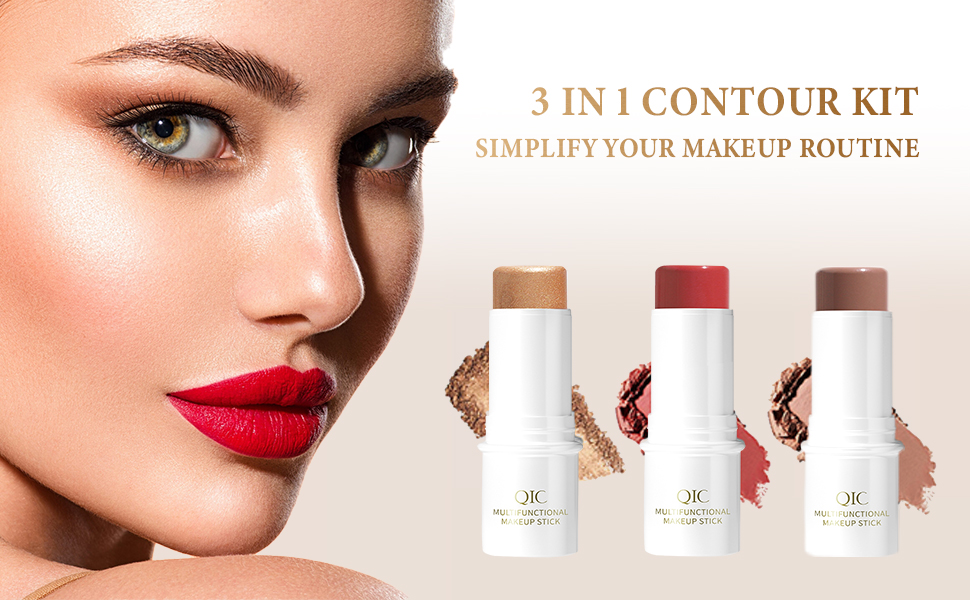 Contour Stick, 3 Pcs Highlighter Stick Bronzer Stick Blush