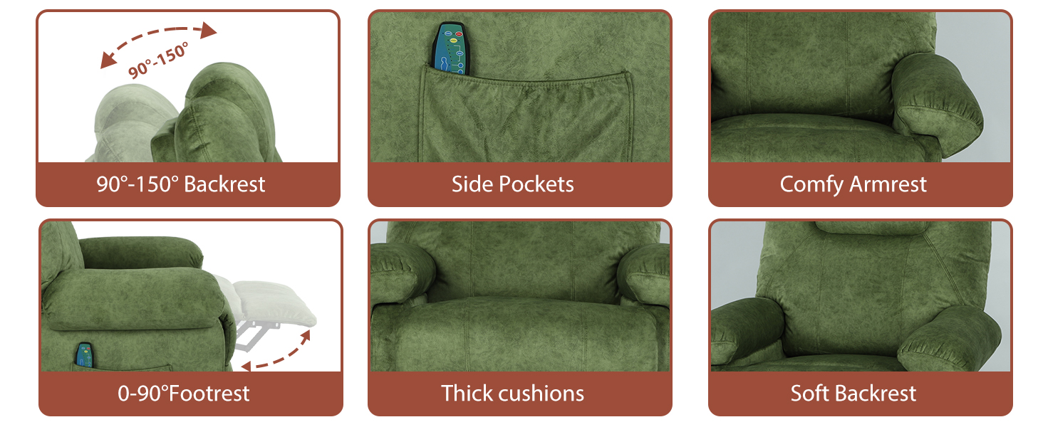 Massage Recliner Chair with Heat,Overstuffed Fabric Recliner Chairs with Heating