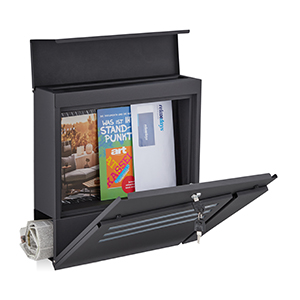 Cassetta Della Posta Relaxdays Con Portagiornali - Acciaio Inox 37x37x11cm