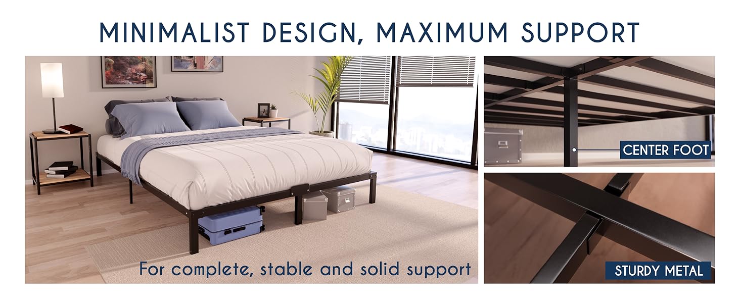 Dreamzie Queen Bed Frame Metal 14 inch Platform Bed Frame Queen for