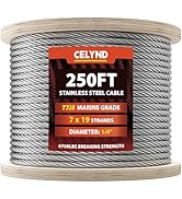 CELYND Stainless Steel Cable for Railing - 250FT 1/4