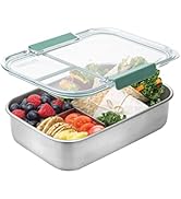 Smash 40035 Stainless Steel 3 Compartment Bento Box Lunch, 1300 milliliters, Sage