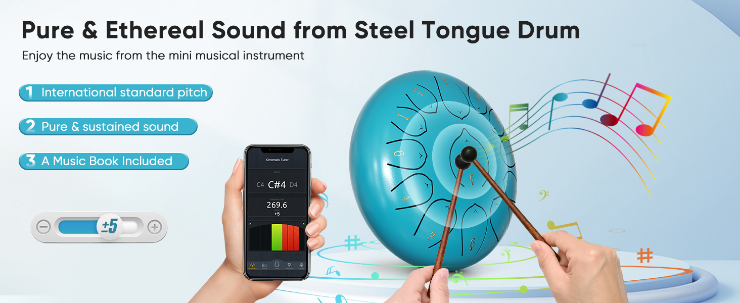 SenDeluz Steel Tongue Drum 12 Inch 13 Notes Hand Pan Drums, Sound Healing Instruments for Musical Education Entertainment Meditation Yoga Gifts for Kids Adults 19 steel tongue drum