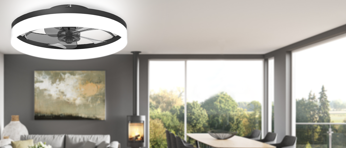 VOLISUN Low Profile Ceiling Fans with Lights and Remote, 19