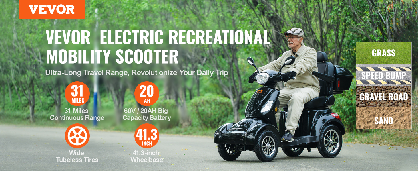 4-wheel mobility scooter for adults & seniors