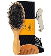Belula Men&#39;s Hair Grooming Set: Boar Bristle Brush, Nylon Pin Brush, Wooden Comb