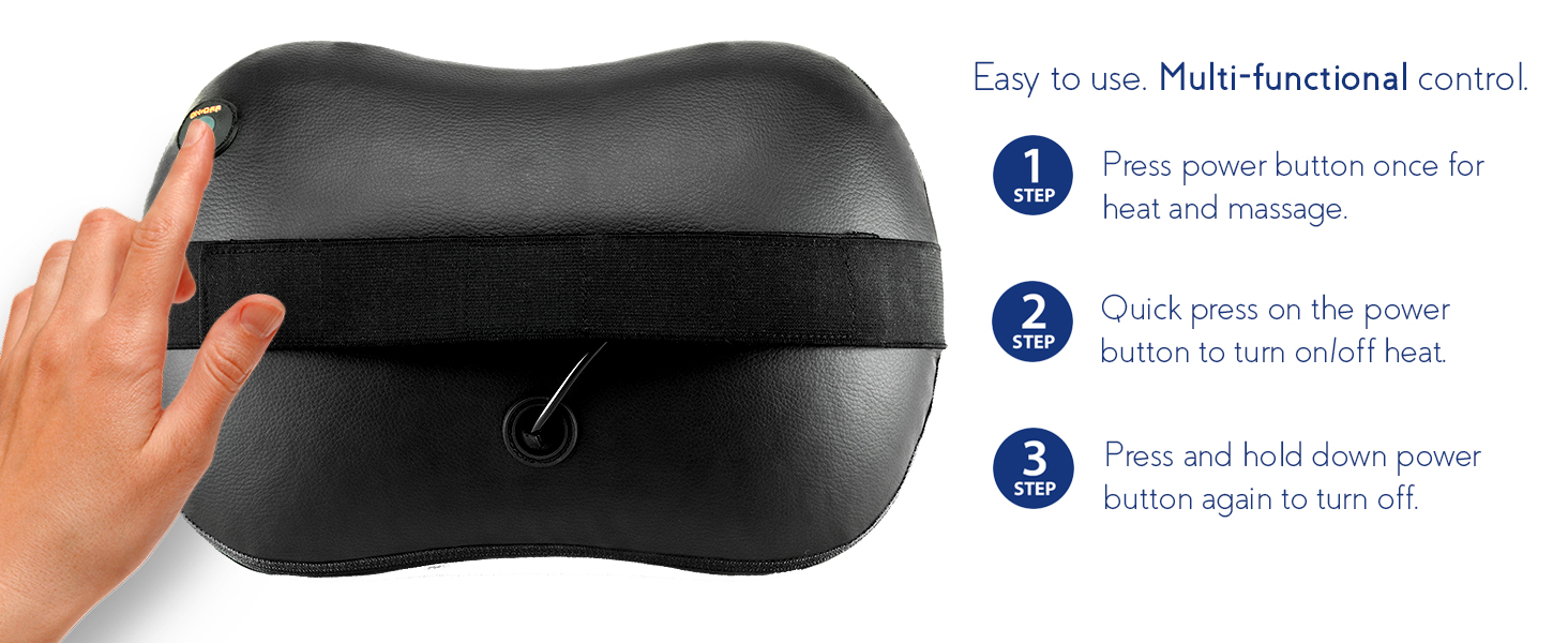 easy to use and multi-function power button control for zyllion zma-25 shiatsu back massager