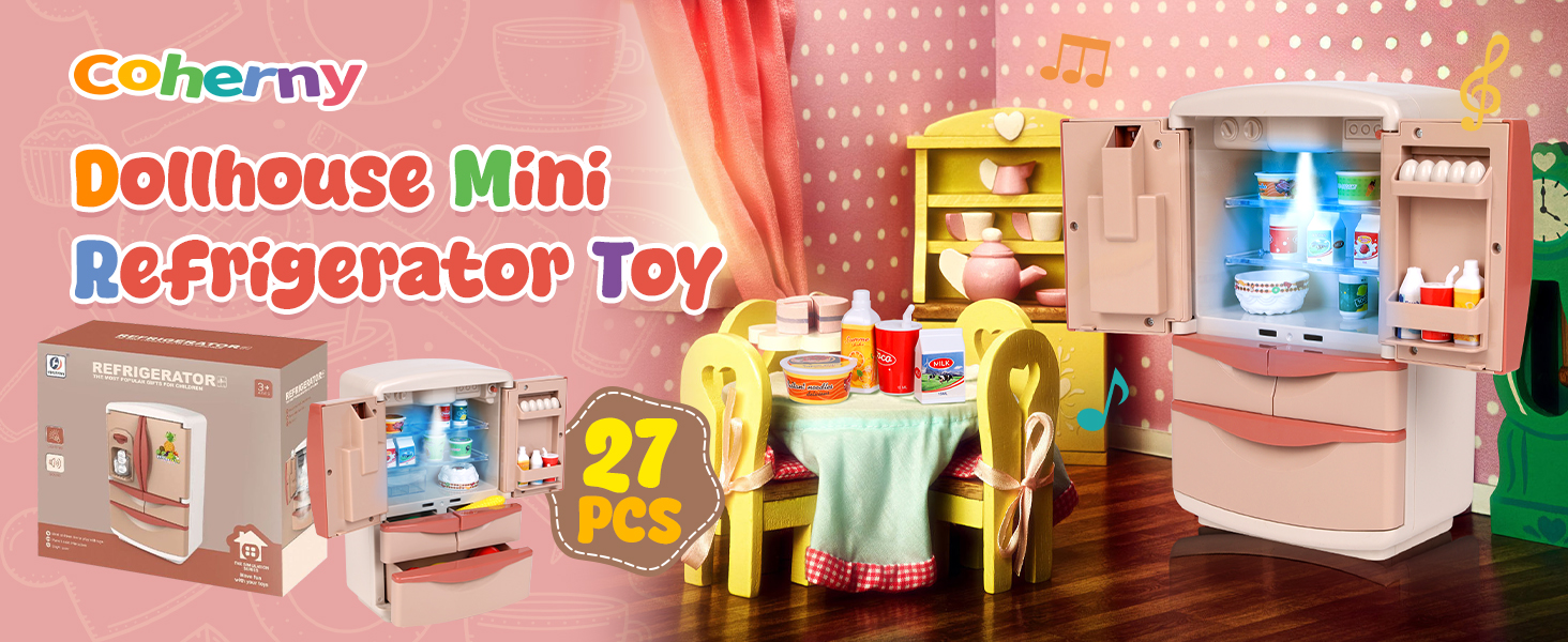 Play Kitchen Toys Fridge Refrigerator with Ice Dispenser