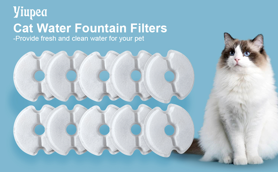 Cat Water Fountain Filters 10 Pack, Yiupea Pet Water Fountain