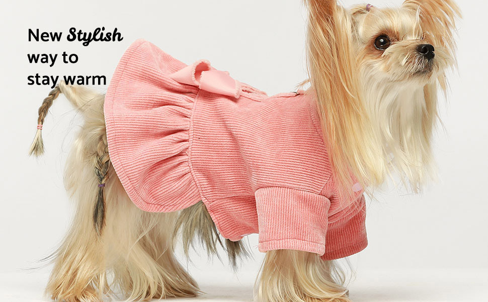 Fitwarm Dog Harness Dress with Leash Set Comfy Puppy Girl Skirt 